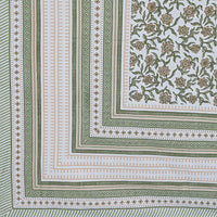 Thumbnail for Rudra Bazaar Green 210 TC Cotton Double King Bedsheet With 2 Pillow Covers