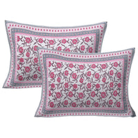 Thumbnail for Rudra Bazaar Pink 210 TC Cotton Double King Bedsheet With 2 Pillow Covers