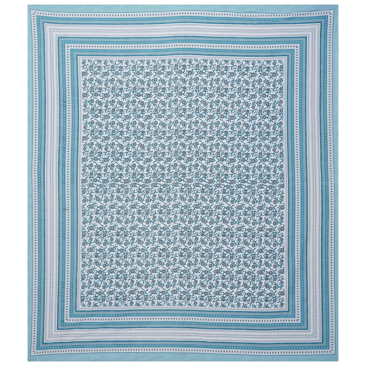 Rudra Bazaar Turquoise Blue 210 TC Cotton Double King Bedsheet With 2 Pillow Covers