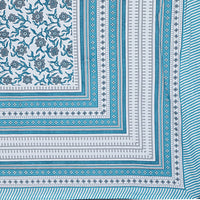 Thumbnail for Rudra Bazaar Turquoise Blue 210 TC Cotton Double King Bedsheet With 2 Pillow Covers
