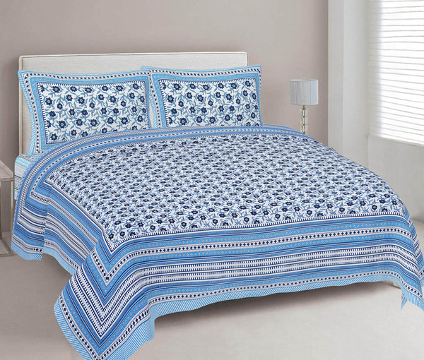 rudra-bazaar-blue-210-tc-cotton-double-king-bedsheet-with-2-pillow-cover
