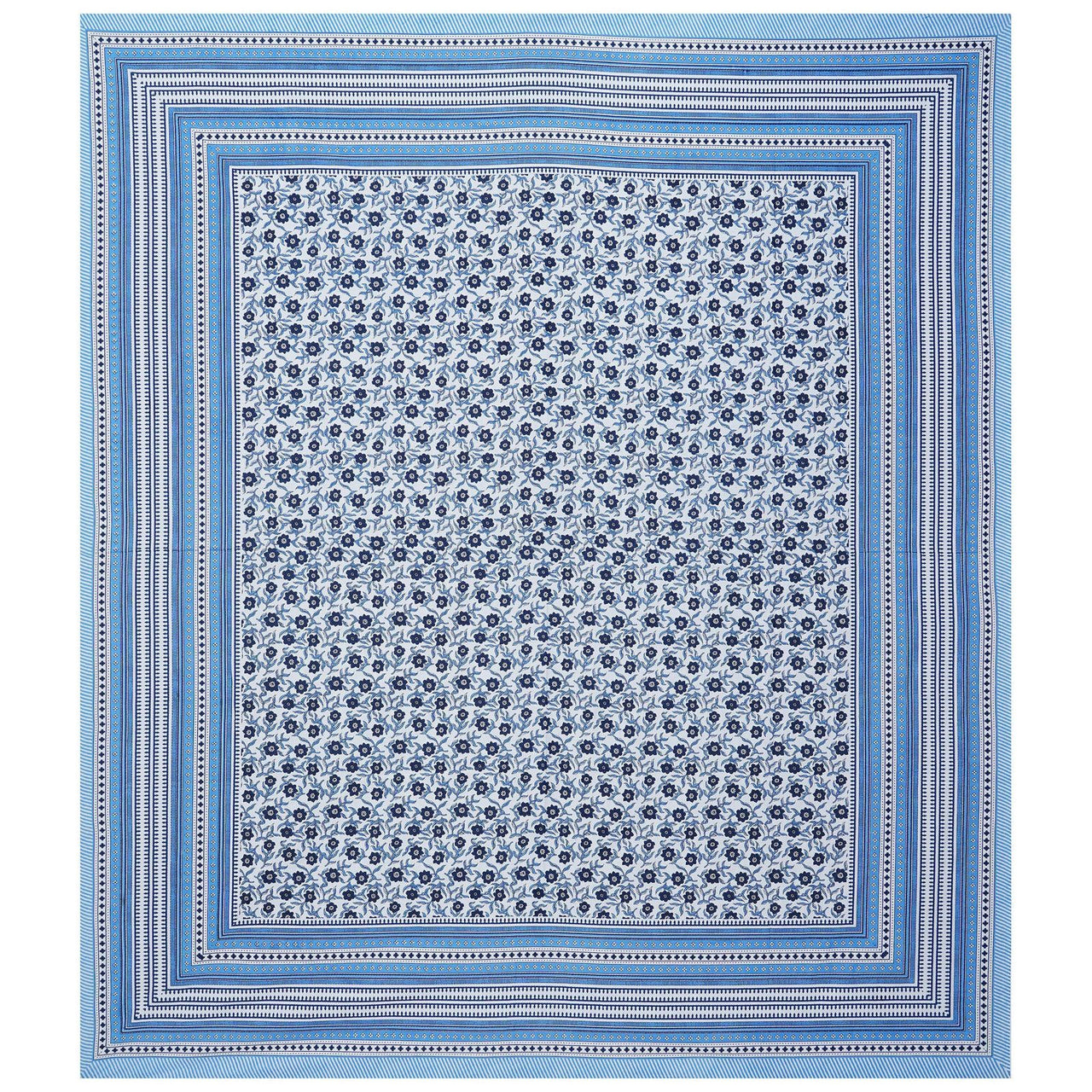 Rudra Bazaar Blue 210 TC Cotton Double King Bedsheet With 2 Pillow Covers
