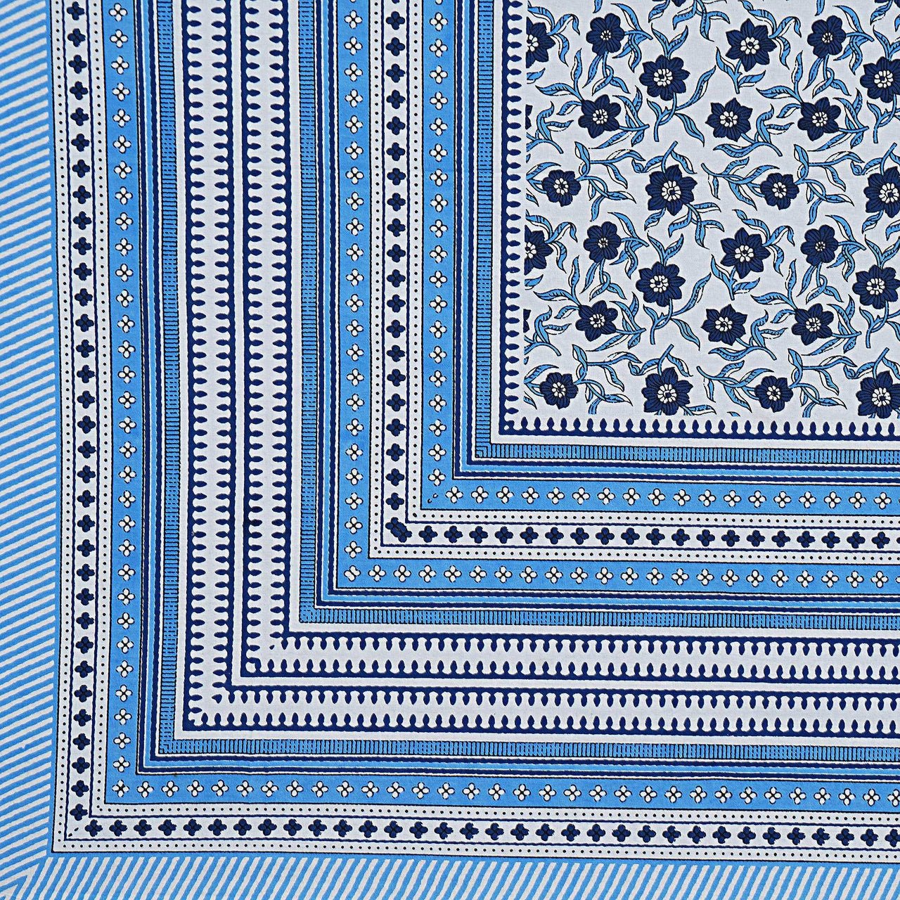 Rudra Bazaar Blue 210 TC Cotton Double King Bedsheet With 2 Pillow Covers