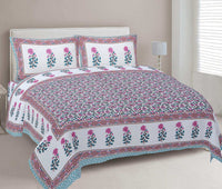 Thumbnail for rudra-bazaar-sea-green-210-tc-cotton-double-king-bedsheet-with-2-pillow-cover