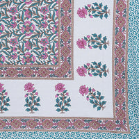 Thumbnail for Rudra Bazaar Sea Green 210 TC Cotton Double King Bedsheet With 2 Pillow Covers