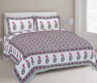 Thumbnail for rudra-bazaar-green-210-tc-cotton-double-king-bedsheet-with-2-pillow-cover