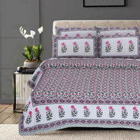 Thumbnail for Rudra Bazaar Green 210 TC Cotton Double King Bedsheet With 2 Pillow Covers