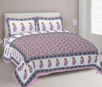 Thumbnail for rudra-bazaar-pink-210-tc-cotton-double-king-bedsheet-with-2-pillow-cover
