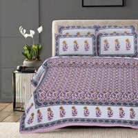 Thumbnail for Rudra Bazaar Pink 210 TC Cotton Double King Bedsheet With 2 Pillow Covers