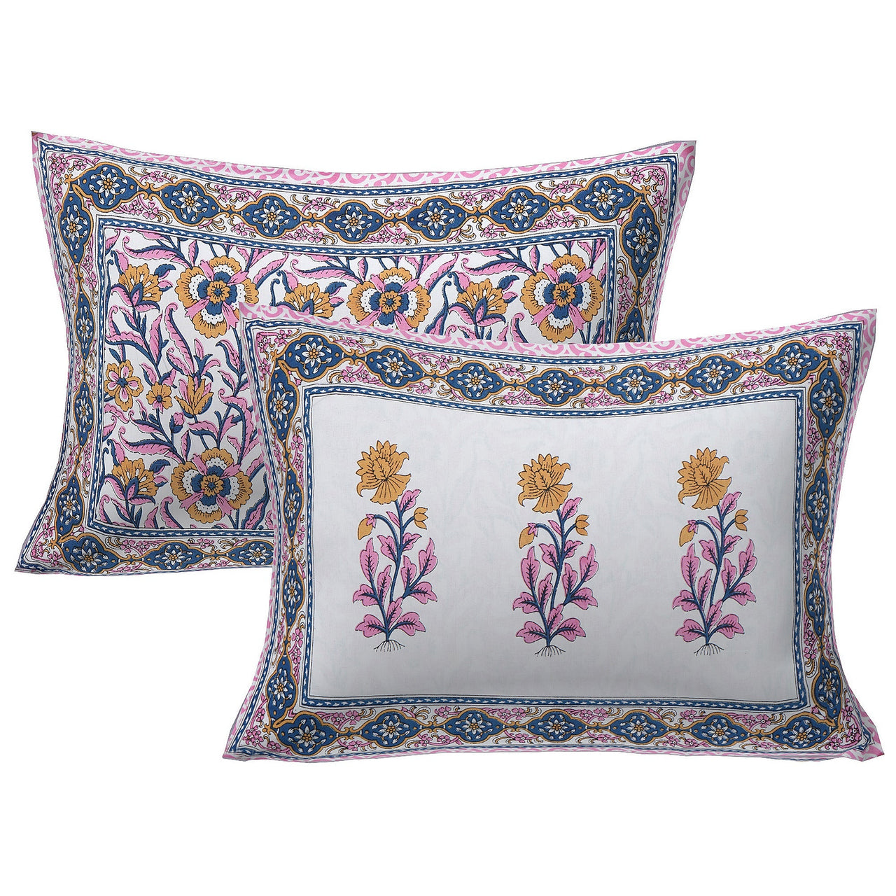Rudra Bazaar Pink 210 TC Cotton Double King Bedsheet With 2 Pillow Covers