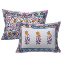 Thumbnail for Rudra Bazaar Pink 210 TC Cotton Double King Bedsheet With 2 Pillow Covers