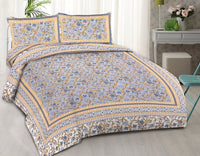 Thumbnail for rudra-bazaar-blue-210-tc-cotton-double-king-bedsheet-with-2-pillow-cover