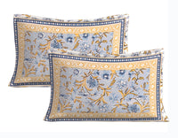 Thumbnail for Rudra Bazaar Blue 210 TC Cotton Double King Bedsheet With 2 Pillow Covers