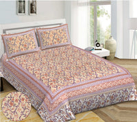 Thumbnail for Rudra Bazaar Brown 210 TC Cotton Double King Bedsheet With 2 Pillow Covers