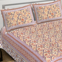 Thumbnail for Rudra Bazaar Brown 210 TC Cotton Double King Bedsheet With 2 Pillow Covers