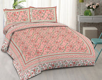 Thumbnail for rudra-bazaar-pink-210-tc-cotton-double-king-bedsheet-with-2-pillow-cover