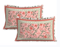 Thumbnail for Rudra Bazaar Pink 210 TC Cotton Double King Bedsheet With 2 Pillow Covers