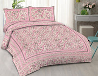 Thumbnail for rudra-bazaar-pink-210-tc-cotton-double-king-bedsheet-with-2-pillow-cover