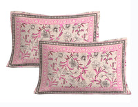 Thumbnail for Rudra Bazaar Pink 210 TC Cotton Double King Bedsheet With 2 Pillow Covers