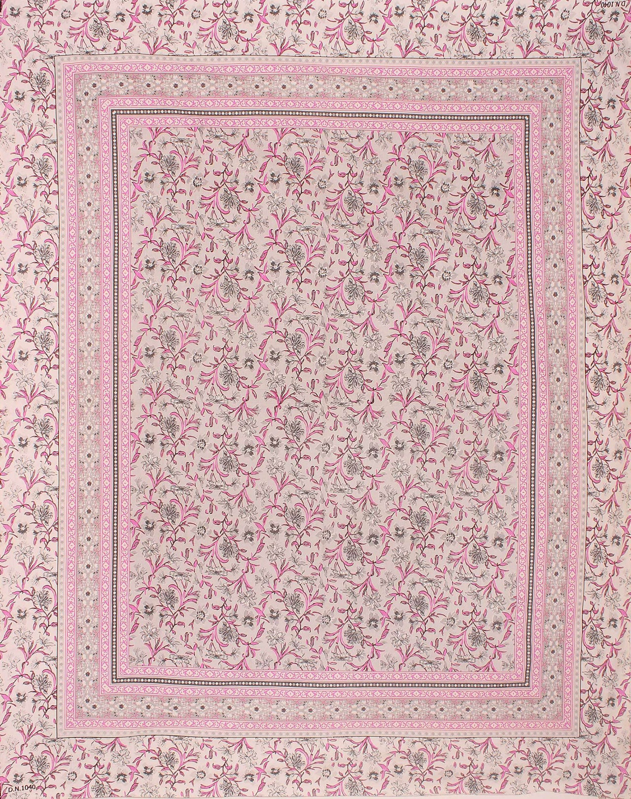 Rudra Bazaar Pink 210 TC Cotton Double King Bedsheet With 2 Pillow Covers