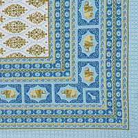 Thumbnail for Rudra Bazaar Blue 210 TC Cotton Double King Bedsheet With 2 Pillow Covers