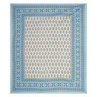 Thumbnail for Rudra Bazaar Blue 210 TC Cotton Double King Bedsheet With 2 Pillow Covers