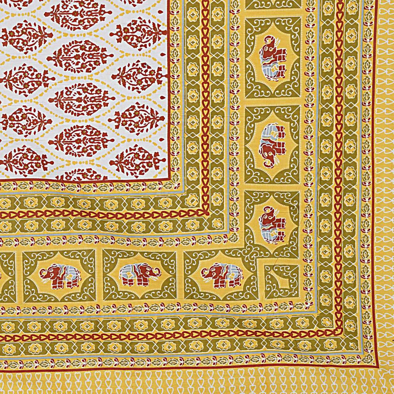 Rudra Bazaar Gold 210 TC Cotton Double King Bedsheet With 2 Pillow Covers