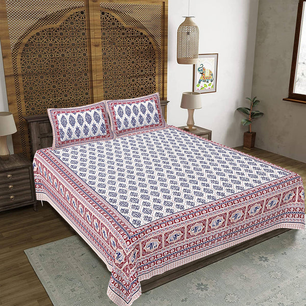 rudra-bazaar-maroon-210-tc-cotton-double-king-bedsheet-with-2-pillow-cover