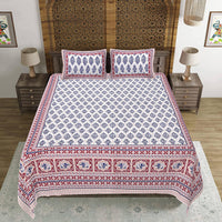 Thumbnail for Rudra Bazaar Maroon 210 TC Cotton Double King Bedsheet With 2 Pillow Covers