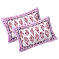 Thumbnail for Rudra Bazaar Purple 210 TC Cotton Double King Bedsheet With 2 Pillow Covers