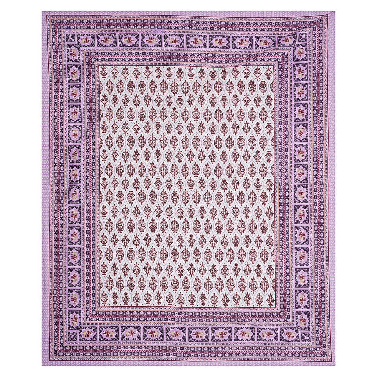 Rudra Bazaar Purple 210 TC Cotton Double King Bedsheet With 2 Pillow Covers
