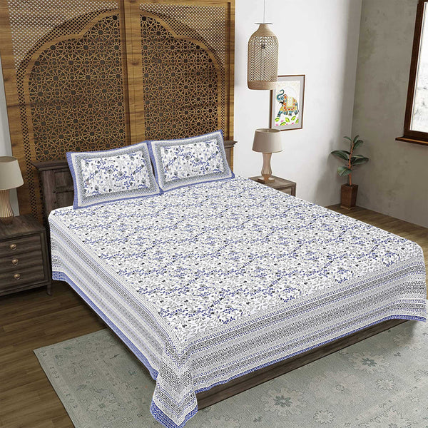 rudra-bazaar-blue-210-tc-cotton-double-king-bedsheet-with-2-pillow-cover