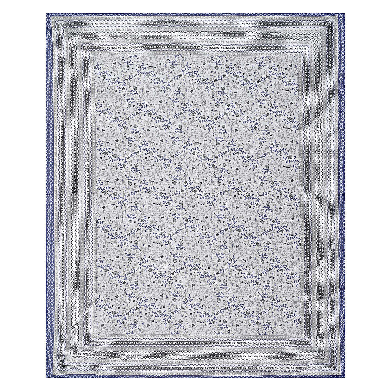Rudra Bazaar Blue 210 TC Cotton Double King Bedsheet With 2 Pillow Covers