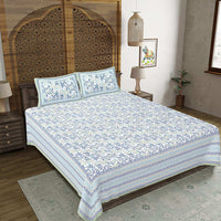 Thumbnail for rudra-bazaar-green-210-tc-cotton-double-king-bedsheet-with-2-pillow-cover