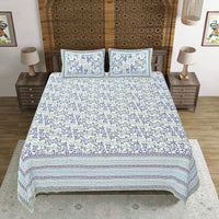 Thumbnail for Rudra Bazaar Green 210 TC Cotton Double King Bedsheet With 2 Pillow Covers