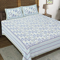 Thumbnail for Rudra Bazaar Green 210 TC Cotton Double King Bedsheet With 2 Pillow Covers