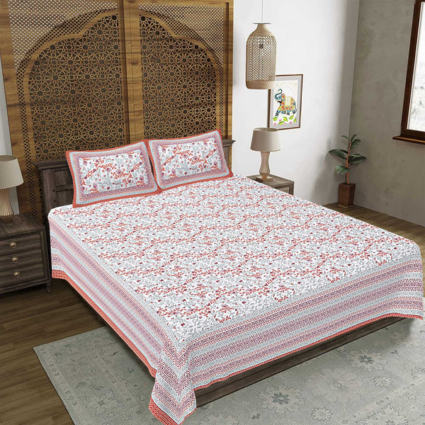 rudra-bazaar-orange-210-tc-cotton-double-king-bedsheet-with-2-pillow-cover