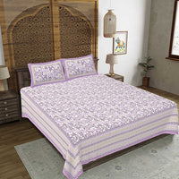 Thumbnail for rudra-bazaar-purple-210-tc-cotton-double-king-bedsheet-with-2-pillow-cover