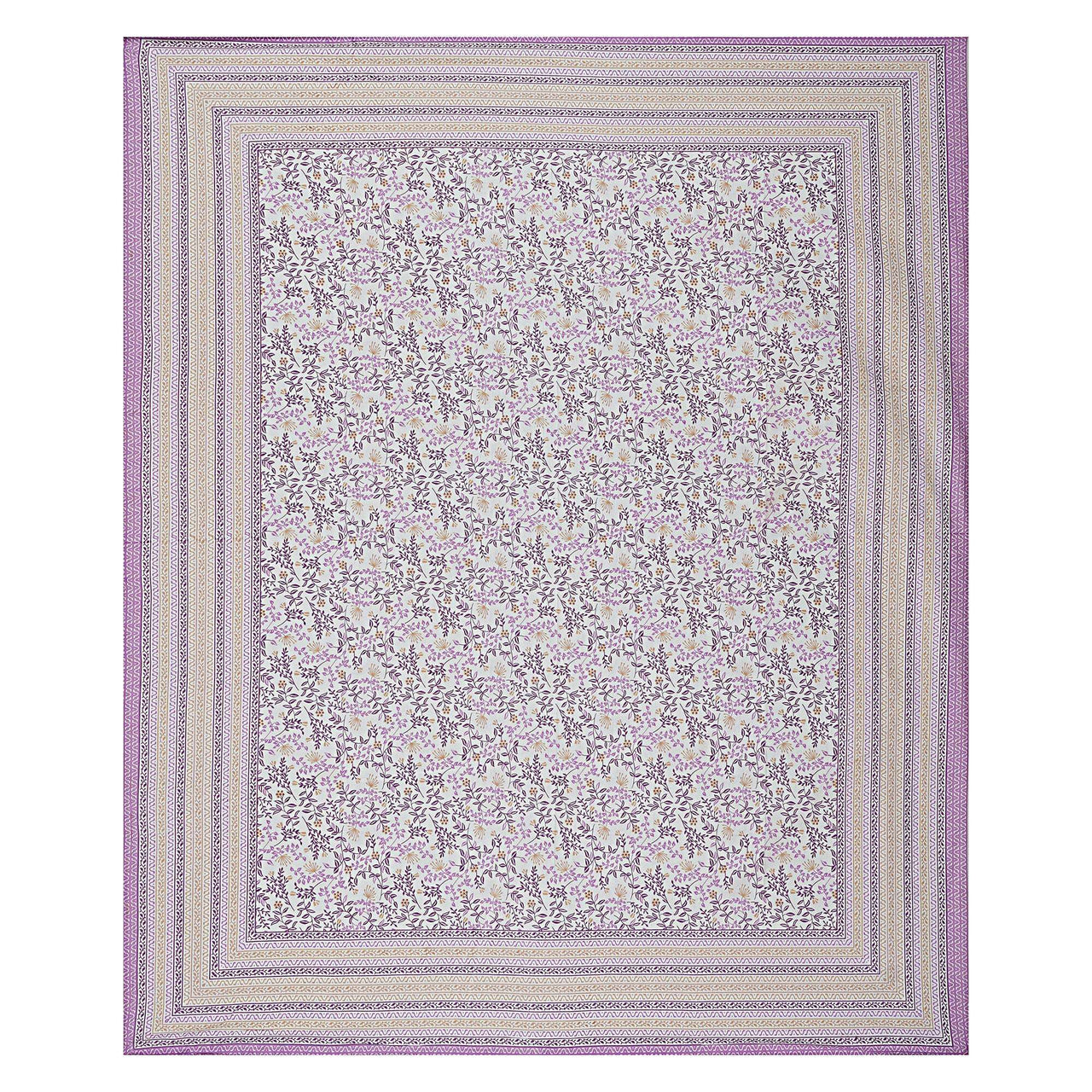 Rudra Bazaar Purple 210 TC Cotton Double King Bedsheet With 2 Pillow Covers