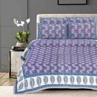 Thumbnail for Rudra Bazaar Multi 210 TC Cotton Double King Bedsheet With 2 Pillow Covers