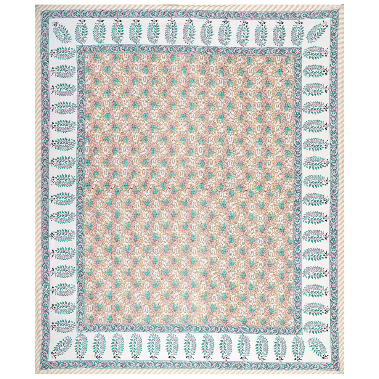 Rudra Bazaar Multi 210 TC Cotton Double King Bedsheet With 2 Pillow Covers