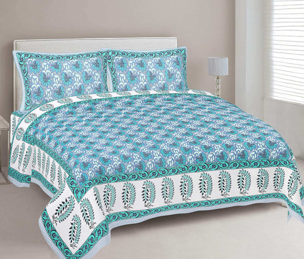 rudra-bazaar-multi-210-tc-cotton-double-king-bedsheet-with-2-pillow-cover
