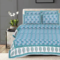 Thumbnail for Rudra Bazaar Multi 210 TC Cotton Double King Bedsheet With 2 Pillow Covers
