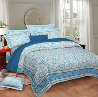 Thumbnail for rudra-bazaar-multi-210-tc-cotton-double-king-bedsheet-with-2-pillow-cover