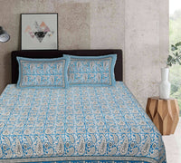 Thumbnail for Rudra Bazaar Multi 210 TC Cotton Double King Bedsheet With 2 Pillow Covers