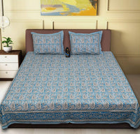 Thumbnail for Rudra Bazaar Multi 210 TC Cotton Double King Bedsheet With 2 Pillow Covers