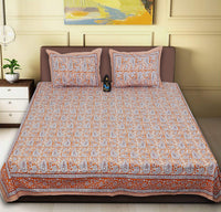 Thumbnail for Rudra Bazaar Multi 210 TC Cotton Double King Bedsheet With 2 Pillow Covers