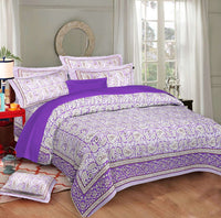 Thumbnail for rudra-bazaar-multi-210-tc-cotton-double-king-bedsheet-with-2-pillow-cover