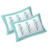 Thumbnail for Rudra Bazaar Sea Green 210 TC Cotton Double King Bedsheet With 2 Pillow Covers