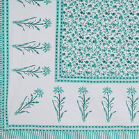 Thumbnail for Rudra Bazaar Sea Green 210 TC Cotton Double King Bedsheet With 2 Pillow Covers